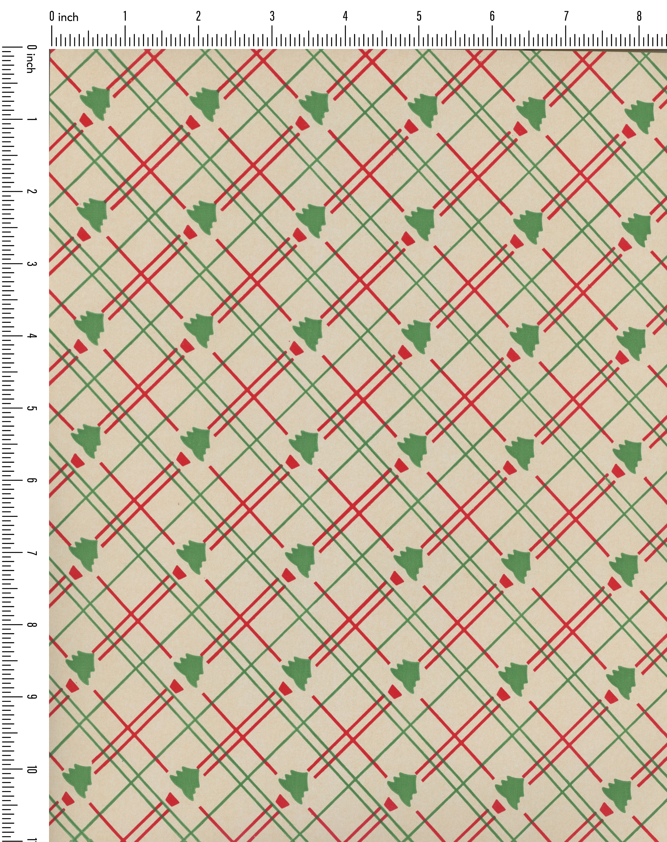 Christmas Tree Plaid Pattern Vintage Paper